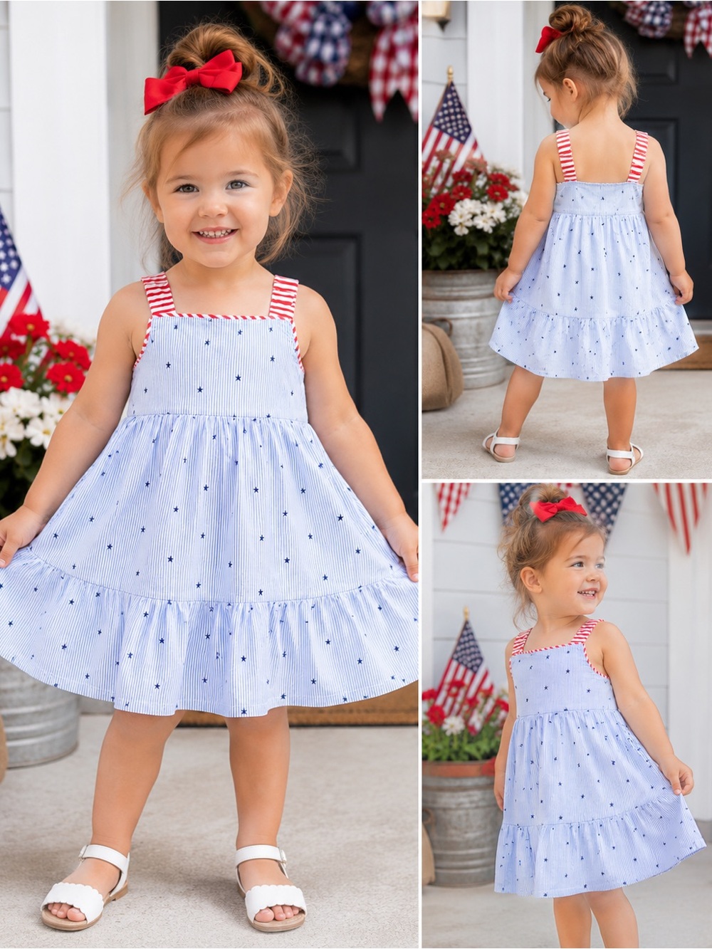 Cat & Jack Patriotic Stars & Stripes Dress Girls Size 2T | Fourth of July Outfit